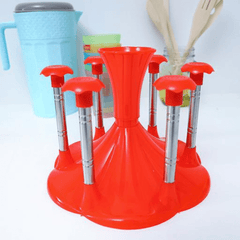 6 Piece Glass Holder Set - Upside Down Mug Drying Rack with Glass Drainer and Storage Functionality