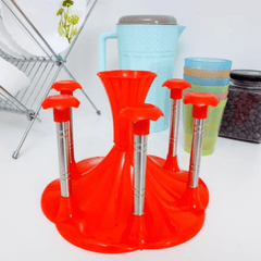 6 Piece Glass Holder Set - Upside Down Mug Drying Rack with Glass Drainer and Storage Functionality