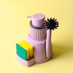 Cleaning Set, Dish Soap Dispenser Pump with Kitchen Scrub Brushes 3in1