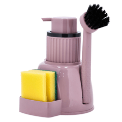 Cleaning Set, Dish Soap Dispenser Pump with Kitchen Scrub Brushes 3in1
