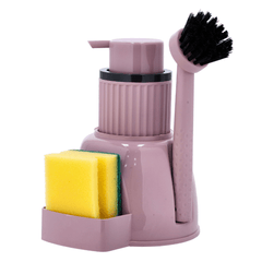 Cleaning Set, Dish Soap Dispenser Pump with Kitchen Scrub Brushes 3in1