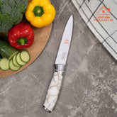 Tuomei Stainless Steel Kitchen Knife with White Marble Handle | Elegant Knife for Daily Food Preparation