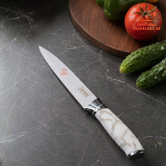 Tuomei Stainless Steel Kitchen Knife with White Marble Handle | Elegant Knife for Daily Food Preparation