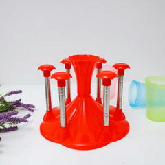 6 Piece Glass Holder Set - Upside Down Mug Drying Rack with Glass Drainer and Storage Functionality