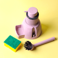 Cleaning Set, Dish Soap Dispenser Pump with Kitchen Scrub Brushes 3in1