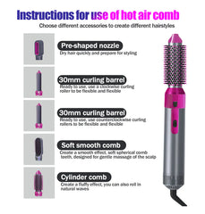 5-in-1 Hot Air Brush Styler | Hair Dryer, Volumizer & Multi-Function Hair Styling Tool