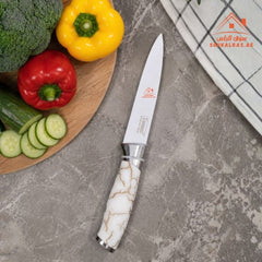 Tuomei Stainless Steel Kitchen Knife with White Marble Handle | Elegant Knife for Daily Food Preparation